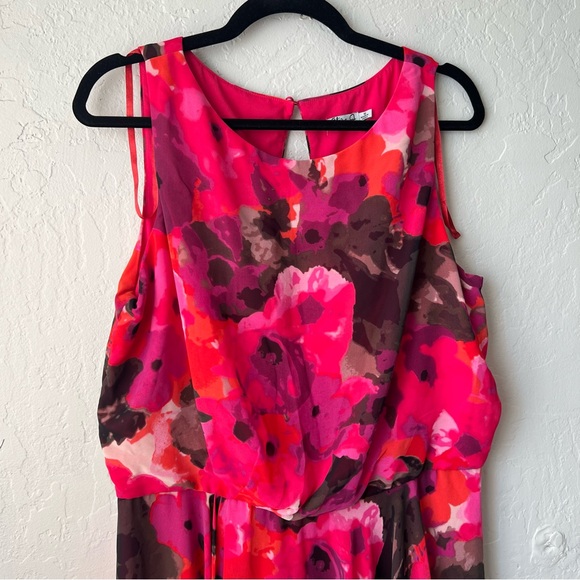 Eliza J Floral High Low Dress Red Black preppy wedding summer bohemian party - Picture 3 of 15